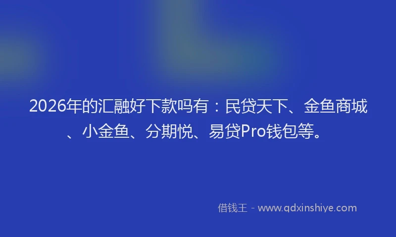 2026年的汇融好下款吗有：民贷天下、金鱼商城、小金鱼、分期悦、易贷Pro钱包等。