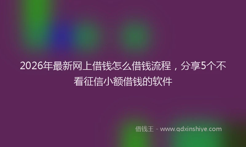 2026年最新网上借钱怎么借钱流程，分享5个不看征信小额借钱的软件