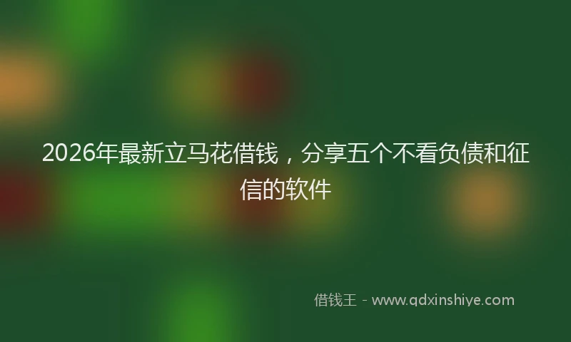 2026年最新立马花借钱，分享五个不看负债和征信的软件