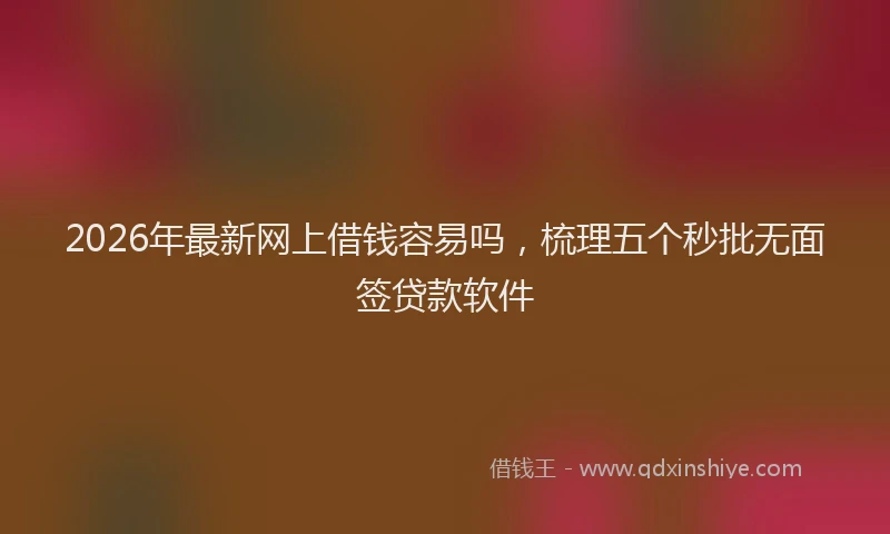 2026年最新网上借钱容易吗，梳理五个秒批无面签贷款软件