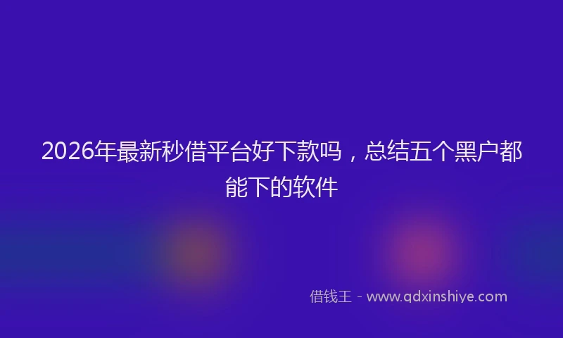 2026年最新秒借平台好下款吗，总结五个黑户都能下的软件