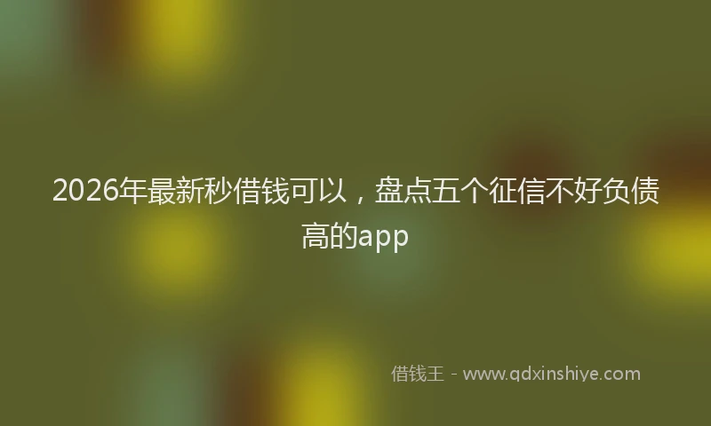 2026年最新秒借钱可以，盘点五个征信不好负债高的app