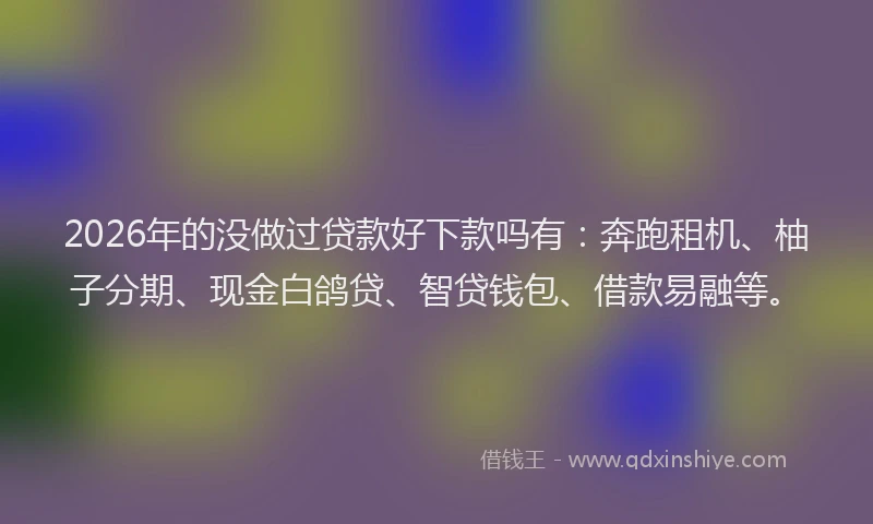 2026年的没做过贷款好下款吗有：奔跑租机、柚子分期、现金白鸽贷、智贷钱包、借款易融等。