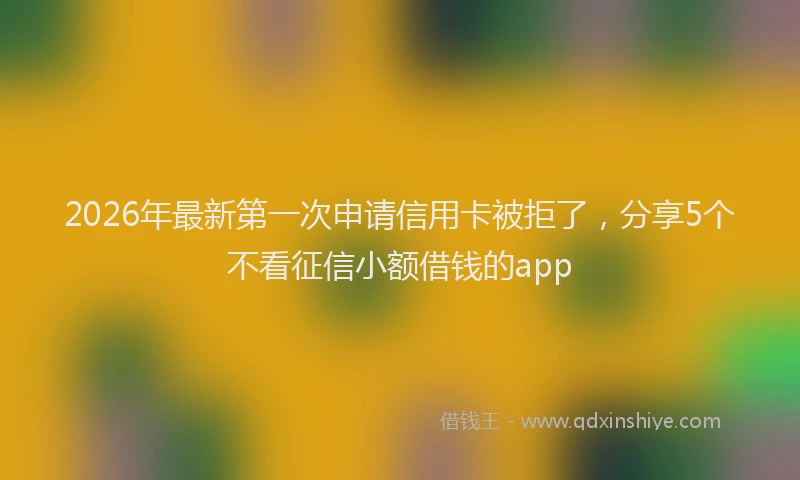 2026年最新第一次申请信用卡被拒了，分享5个不看征信小额借钱的app