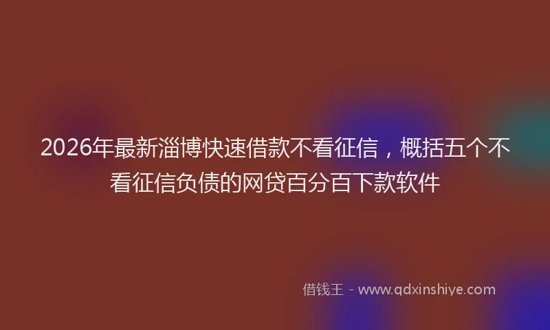 2026年最新淄博快速借款不看征信，概括五个不看征信负债的网贷百分百下款软件