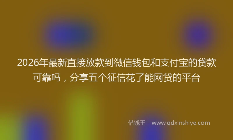 2026年最新直接放款到微信钱包和支付宝的贷款可靠吗，分享五个征信花了能网贷的平台