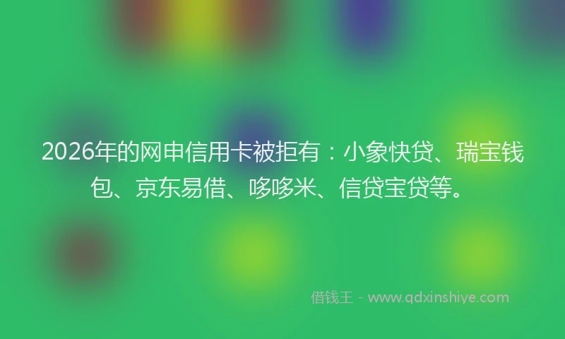 2026年的网申信用卡被拒有：小象快贷、瑞宝钱包、京东易借、哆哆米、信贷宝贷等。
