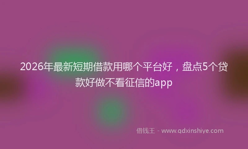 2026年最新短期借款用哪个平台好，盘点5个贷款好做不看征信的app