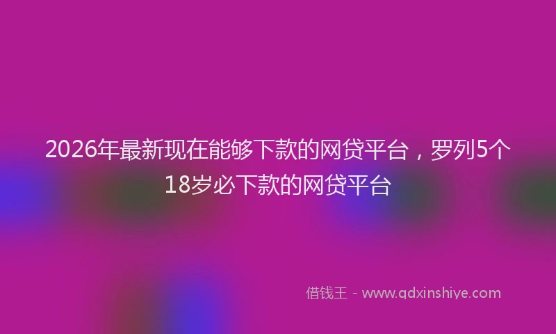 2026年最新现在能够下款的网贷平台，罗列5个18岁必下款的网贷平台