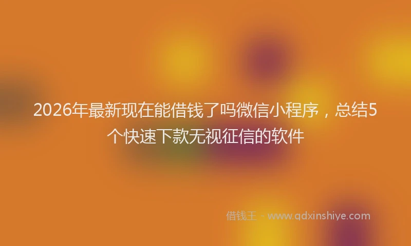 2026年最新现在能借钱了吗微信小程序，总结5个快速下款无视征信的软件