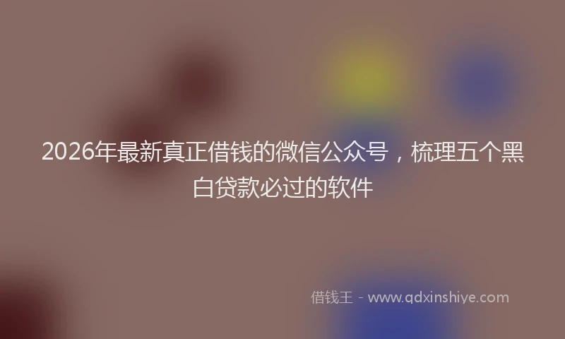 2026年最新真正借钱的微信公众号，梳理五个黑白贷款必过的软件