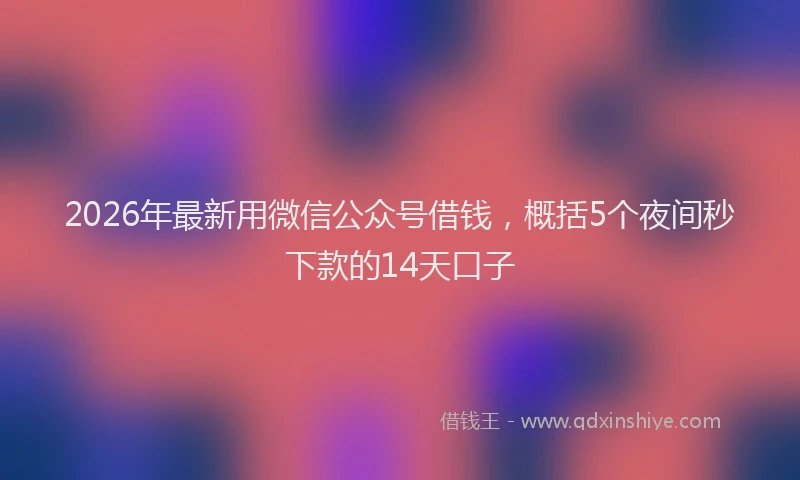 2026年最新用微信公众号借钱，概括5个夜间秒下款的14天口子