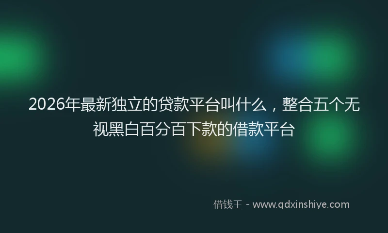 2026年最新独立的贷款平台叫什么，整合五个无视黑白百分百下款的借款平台