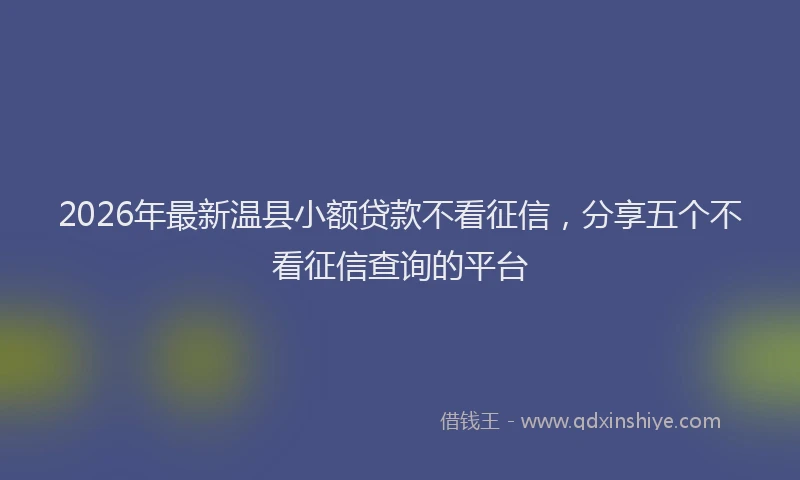 2026年最新温县小额贷款不看征信，分享五个不看征信查询的平台