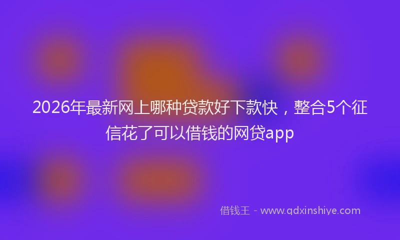2026年最新网上哪种贷款好下款快，整合5个征信花了可以借钱的网贷app