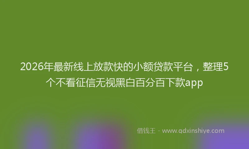 2026年最新线上放款快的小额贷款平台，整理5个不看征信无视黑白百分百下款app