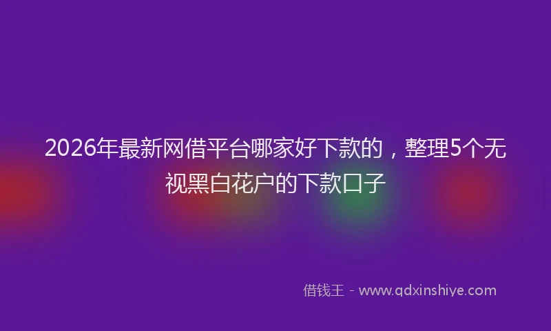 2026年最新网借平台哪家好下款的，整理5个无视黑白花户的下款口子