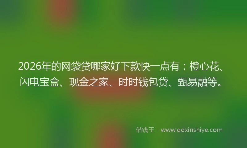 2026年的网袋贷哪家好下款快一点有：橙心花、闪电宝盒、现金之家、时时钱包贷、甄易融等。