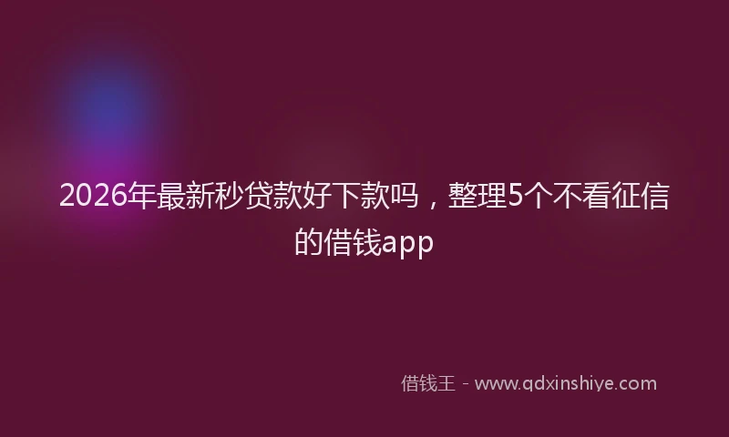 2026年最新秒贷款好下款吗，整理5个不看征信的借钱app