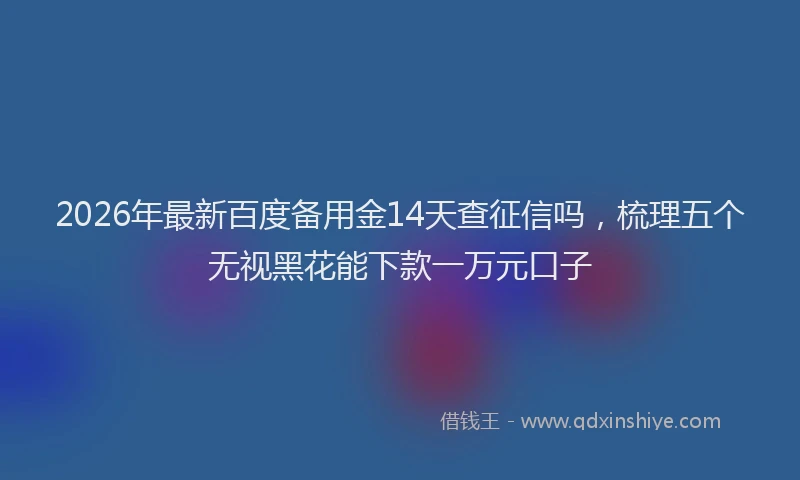 2026年最新百度备用金14天查征信吗，梳理五个无视黑花能下款一万元口子