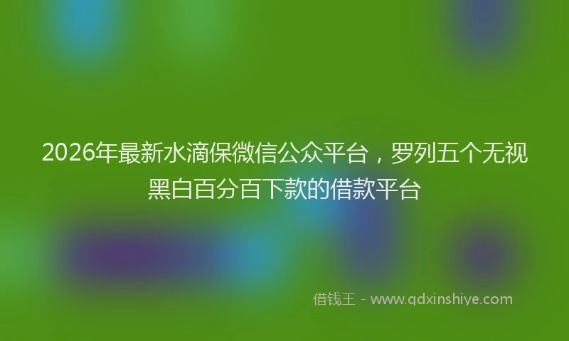 2026年最新水滴保微信公众平台，罗列五个无视黑白百分百下款的借款平台