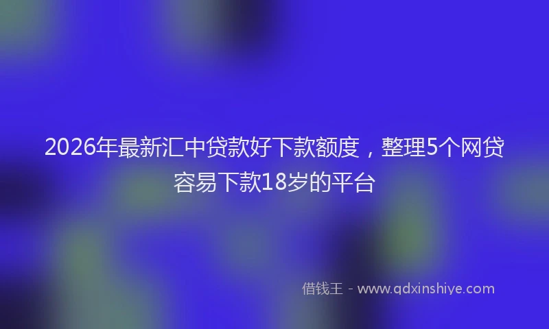 2026年最新汇中贷款好下款额度，整理5个网贷容易下款18岁的平台