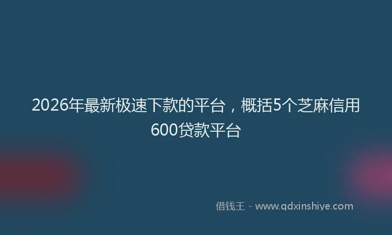 2026年最新极速下款的平台，概括5个芝麻信用600贷款平台