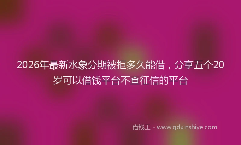 2026年最新水象分期被拒多久能借，分享五个20岁可以借钱平台不查征信的平台