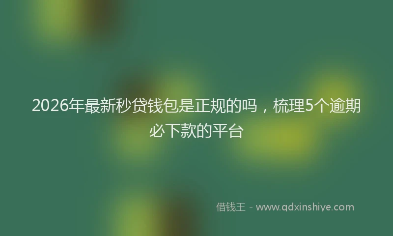 2026年最新秒贷钱包是正规的吗，梳理5个逾期必下款的平台