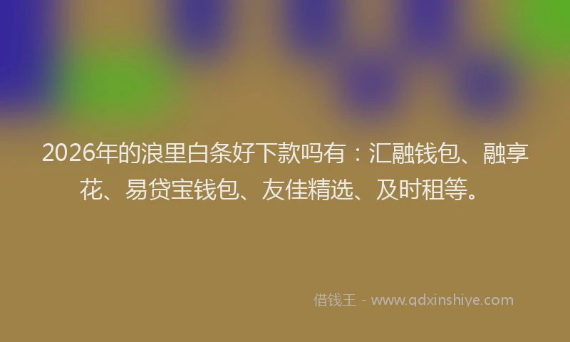 2026年的浪里白条好下款吗有：汇融钱包、融享花、易贷宝钱包、友佳精选、及时租等。