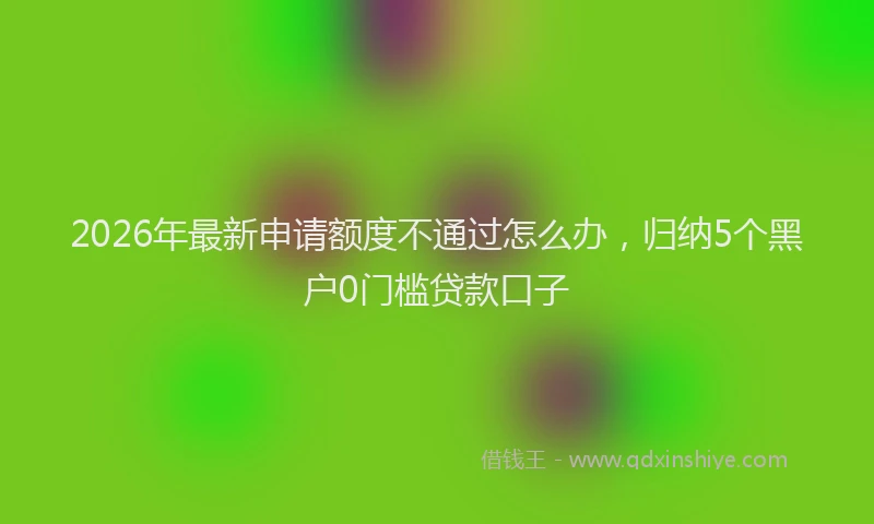 2026年最新申请额度不通过怎么办，归纳5个黑户0门槛贷款口子