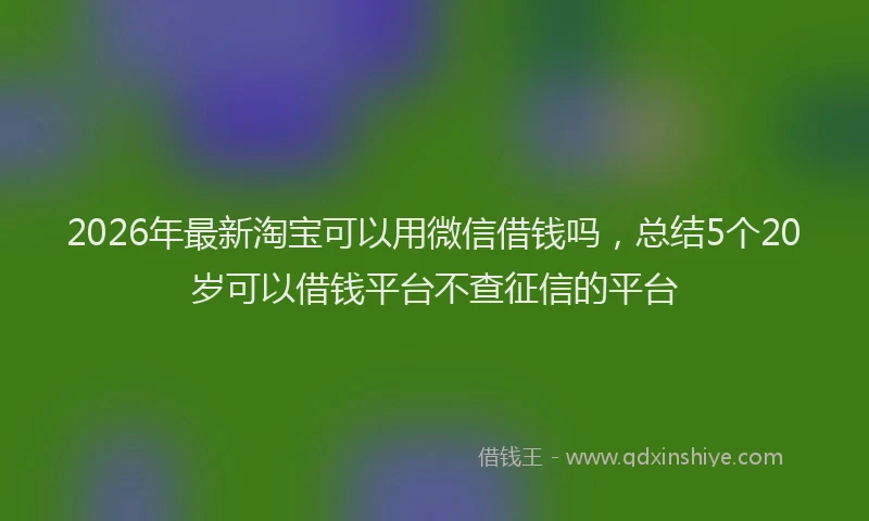 2026年最新淘宝可以用微信借钱吗，总结5个20岁可以借钱平台不查征信的平台