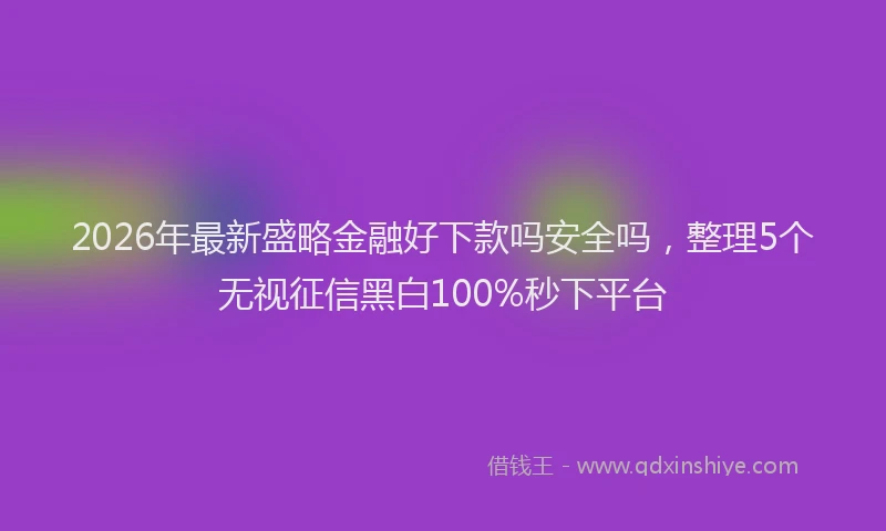 2026年最新盛略金融好下款吗安全吗，整理5个无视征信黑白100%秒下平台