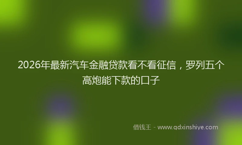 2026年最新汽车金融贷款看不看征信，罗列五个高炮能下款的口子