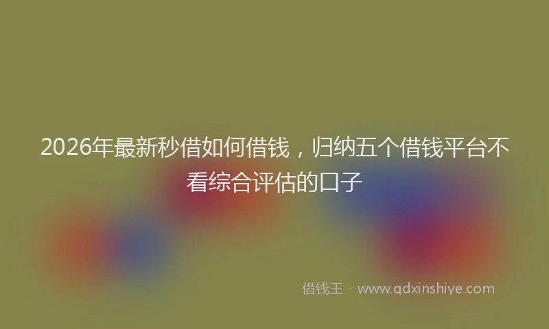 2026年最新秒借如何借钱，归纳五个借钱平台不看综合评估的口子