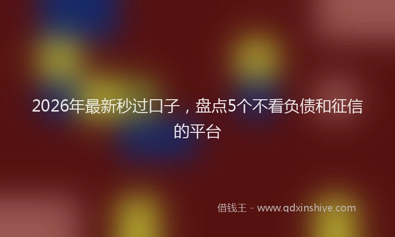 2026年最新秒过口子，盘点5个不看负债和征信的平台