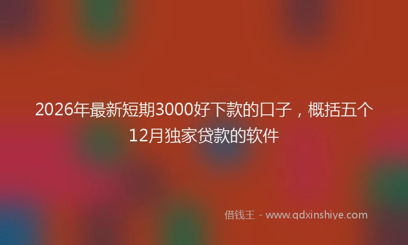 2026年最新短期3000好下款的口子，概括五个12月独家贷款的软件