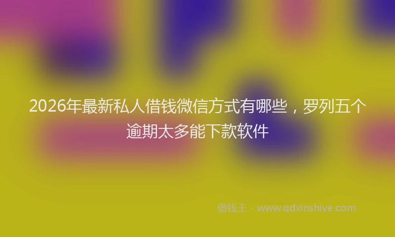 2026年最新私人借钱微信方式有哪些，罗列五个逾期太多能下款软件