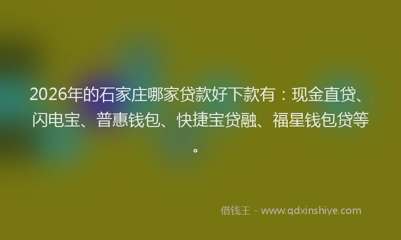 2026年的石家庄哪家贷款好下款有：现金直贷、闪电宝、普惠钱包、快捷宝贷融、福星钱包贷等。