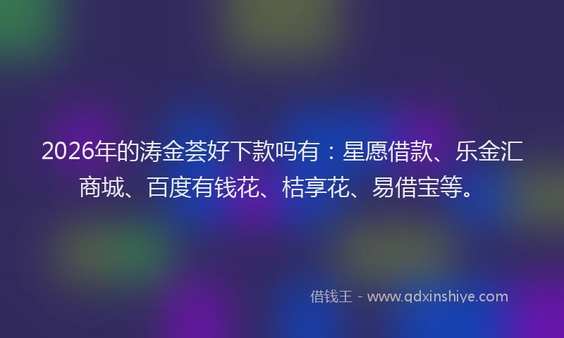 2026年的涛金荟好下款吗有：星愿借款、乐金汇商城、百度有钱花、桔享花、易借宝等。