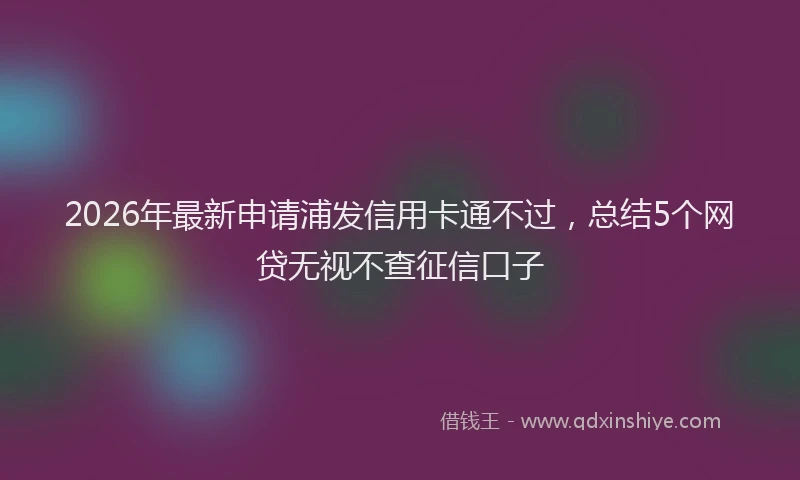 2026年最新申请浦发信用卡通不过，总结5个网贷无视不查征信口子