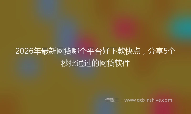 2026年最新网货哪个平台好下款快点，分享5个秒批通过的网贷软件