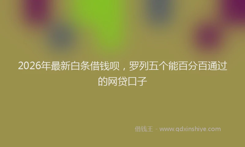 2026年最新白条借钱呗，罗列五个能百分百通过的网贷口子