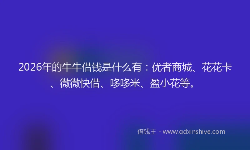 2026年的牛牛借钱是什么有：优者商城、花花卡、微微快借、哆哆米、盈小花等。