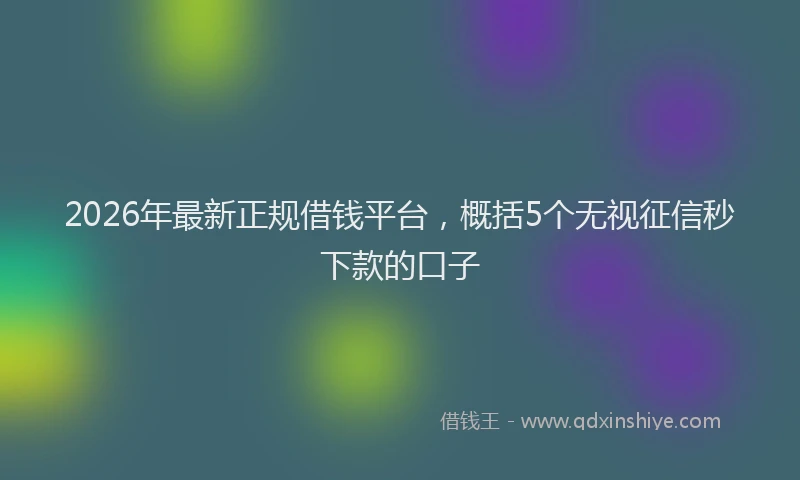 2026年最新正规借钱平台，概括5个无视征信秒下款的口子
