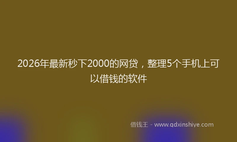 2026年最新秒下2000的网贷，整理5个手机上可以借钱的软件