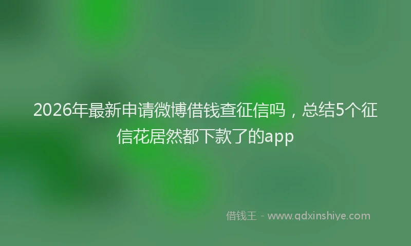2026年最新申请微博借钱查征信吗，总结5个征信花居然都下款了的app