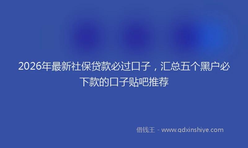 2026年最新社保贷款必过口子，汇总五个黑户必下款的口子贴吧推荐