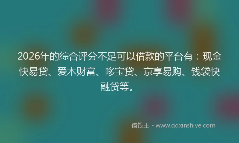 2026年的综合评分不足可以借款的平台有：现金快易贷、爱木财富、哆宝贷、京享易购、钱袋快融贷等。