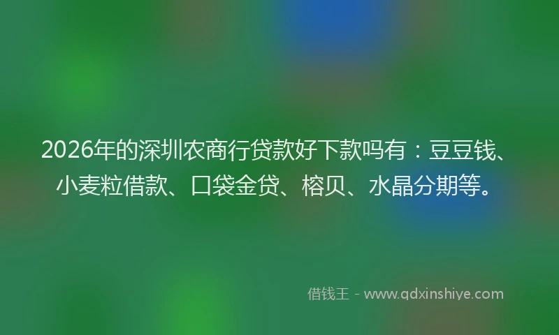 2026年的深圳农商行贷款好下款吗有：豆豆钱、小麦粒借款、口袋金贷、榕贝、水晶分期等。
